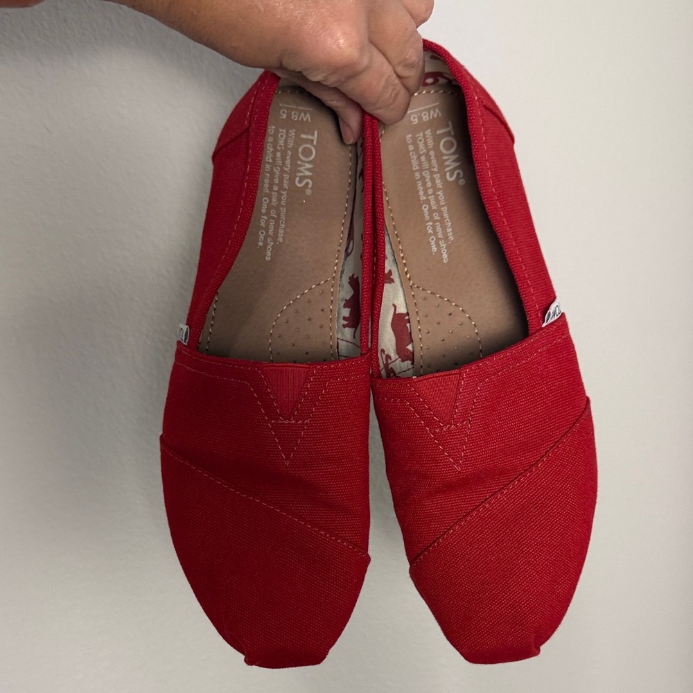 TOMS Vibrant Red Canvas Slip-Ons